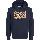 Jack & Jones Sweat-shirt 'JJColton' marine / orange / blanc