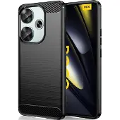 Screen Guard Professional Xiaomi Poco F6 Housse Carbon Brushed Soft TPU (Xiaomi Poco F6), Coque pour téléphone portable, Noir