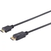 S-Impuls DisplayPort — HDMI (Typ A) (2 m), Câble vidéo, Noir