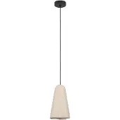 Eglo Suspension Tolleric, suspension à 1 flamme au-dessus de la table à manger, lampe de salle à manger en métal noir et céramique couleur sable, suspension, E27