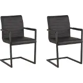 Beliani Lot de 2 chaises consoles en simili cuir noir rembourrées chaises modernes rétro salle à manger salle de conférence