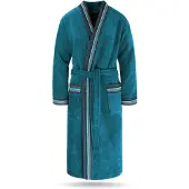 Normani Peignoir long turquoise / bleu cyan / bordeaux / blanc