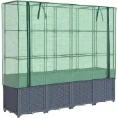 vidaXL Potager surélevé avec couverture de serre aspect rotin 160x40x153 cm