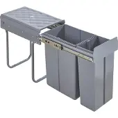 En.casa Poubelle encastrable 'Froland' 48x26x42cm Gris 1x20L+1x10L