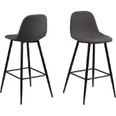 Ebuy24 Willy Tabouret de bar, gris, métal noir.