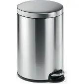 Durable Poubelle ronde à pédale en acier inoxydable 20L, Argent, 340223