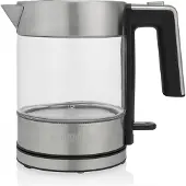 Princess 236040 Bouilloire en verre Brighton - 1 l - 2200 W - noir - inox - transparent - verre - inox - indicateur de niveau d'eau - protection contre la surchauffe (01.236040.01.001)