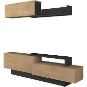 Vente-unique Meuble TV Izquierdo 240cm 3 portes - chêne clair