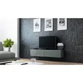 Cama RTV Cabinet VIGO '140' 30/140/40 gris/gris brillant, Gris, Panneau de particules, Gris, Panneau de particules, Stratifié, Mat