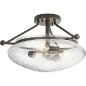 Kichler Suspension Belle, bronze vieilli, 3xE14x40W, verre, dimensions : 26,6 x 43,1 x 43,1 cm, IP20,