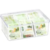 Relaxdays Boîte à thé, coffret, Accessoires de thé, Transparent