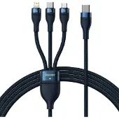 Baseus Câble Usb 3W1 Flash Series 2, Usb-C + Micro Usb + Lightning, 100W, 1.5M (Niebieski)
