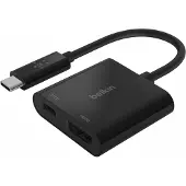 Belkin USB-C to HDMI + Charge Adapter - Convertisseur d'interface vidéo - HDMI / USB - USB-C (M) à HDMI, USB-C (tension uniquement) (W) - noir - prise en charge 4K, USB Power Delivery (60W)