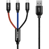 Baseus Câble Usb 3W1 Usb-C / Lightning / Micro 3.5A 0.3M (Czarny)