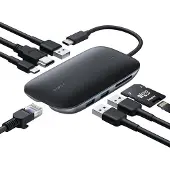 Aukey Hub d'interface CB-C71 5000 Mbit/s Noir