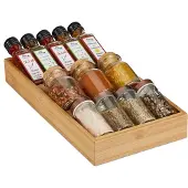 Relaxdays Range-épices-tiroir, Organisateurs de cuisine, Marron