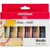 Amsterdam Peinture acrylique Metallic lot de 6 x 20 ml