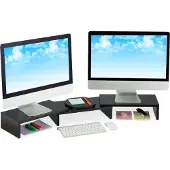 Relaxdays Dual, Réhausseur pour moniteur, Noir