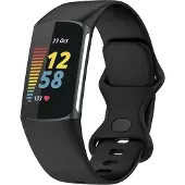 Cover-Discount Fitbit Charge 5 - Bracelet sport en silicone noir (Silicone), Sangles de montre, Noir