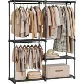 Songmics Penderie, Penderie Portable, Porte-Manteau, 43 X 138 X 182 Cm, 3 Cintres Et Étagères, Grande Capacité Pour Chambre À Coucher, Salon