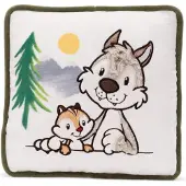Nici Coussin Avec Le Loup Winny Et L´écureuil Jojo 25x25 Cm