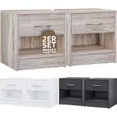 Casaria 2x Table de chevet brun 41x39x28cm avec tiroir