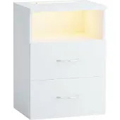 Casaria Table de chevet Jamie Blanc avec éclairage