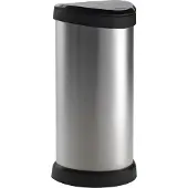 Curver DECOBIN Poubelle 40L avec poussoir argent métallique