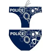 Turbo Police Swimming Brief Blanc,Bleu 3XL Homme