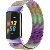 Cover-Discount Fitbit Charge 5 - Bracelet milanais en acier inoxydable arc-en-ciel (Acier inoxydable), Sangles de montre, Multicolore