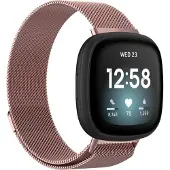 Cover-Discount Fitbit Versa / Sense - Bracelet milanais rose (Acier inoxydable), Sangles de montre, Rose