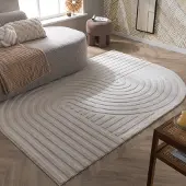 FRAAI Tapis de forme irrégulière | Wavy Crème | 230x330cm | Crème | Forme libre | Tapis
