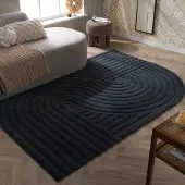 FRAAI Tapis de forme irrégulière | Wavy Anthracite | 80x150cm | Anthracite | Forme libre | Tapis