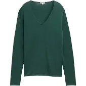 Tom Tailor Front Logo Coin V Neck Sweater Vert L Femme