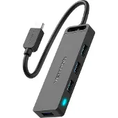 Vention Usb-c 3.0 Hub To 4 Ports With Power Adapter Vention Tgkbd 0.5m Black