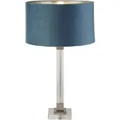 Searchlight Lampe de table Scarborough - Cristal, nickel satiné, velours sarcelle