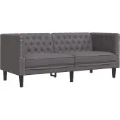vidaXL Canapé Chesterfield 2 places Gris Similicuir
