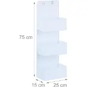 Relaxdays Organiseur avec 3 paniers de rangement (4 l, 1x, 15 x 25 x 75 cm)