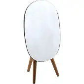 Spirella miroir de salle de bain design Alesia - miroir de maquillage portable pour la salle de bain avec tablette - miroir en bois d'acacia pour le plan de lavabo -