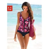Petite fleur Maillot de bain bleu foncé / rose / blanc