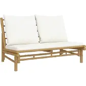 vidaXL Banc de jardin avec coussins blanc crème en bambou