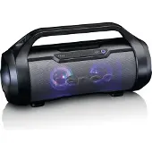 Lenco SPR-070BK - Enceinte Bluetooth résistante aux éclaboussures avec radio FM, USB et SD, lumières de fête - Noir