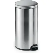 Durable Poubelle ronde à pédale en acier inoxydable 30L, Argent, 340323