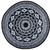 Esschert Design Tapis de jardin réversible rond - D 180 x 0,8 cm - Motifs cercles