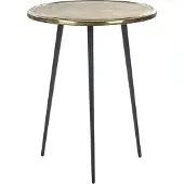 Beliani Table d'appoint en aluminium noir doré et plateau en fer rond, style rétro antique, décoration d'intérieur