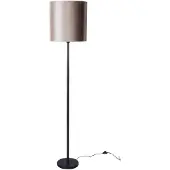 QAZQA Lampadaire noir avec abat-jour en velours taupe 50 cm - Simplo