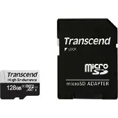Transcend 350V - Carte mémoire flash (adaptateur SD inclus) - 128 Go - UHS-I U1 / Class10 - microSDXC UHS-I