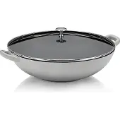 kela Wok en fonte avec couvercle Calido 36 cm gris clair KL-12610