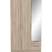 CALICOSY - Armoire 3 portes, 2 tiroirs et 1 miroir Ghost - L119,4 cm