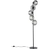 LUCE Design Lampadaire en métal doré avec 5 lumières en verre soufflé blanc Ripple